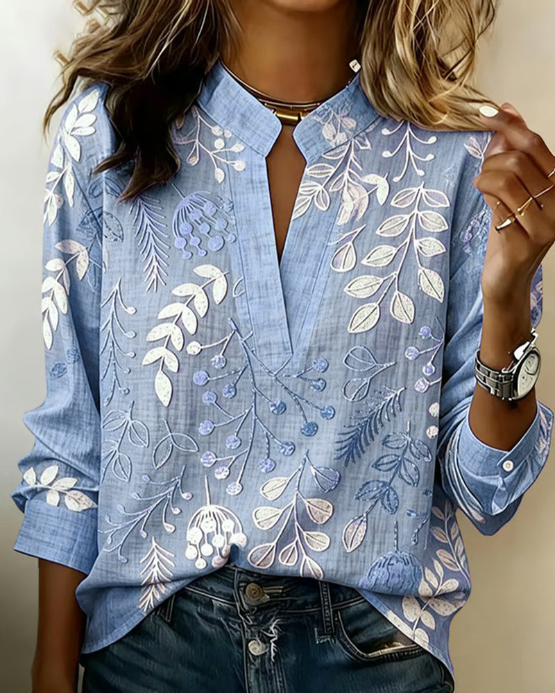 Chemisier Femme Imprimé Floral Col V Coupe Fluide Élégante