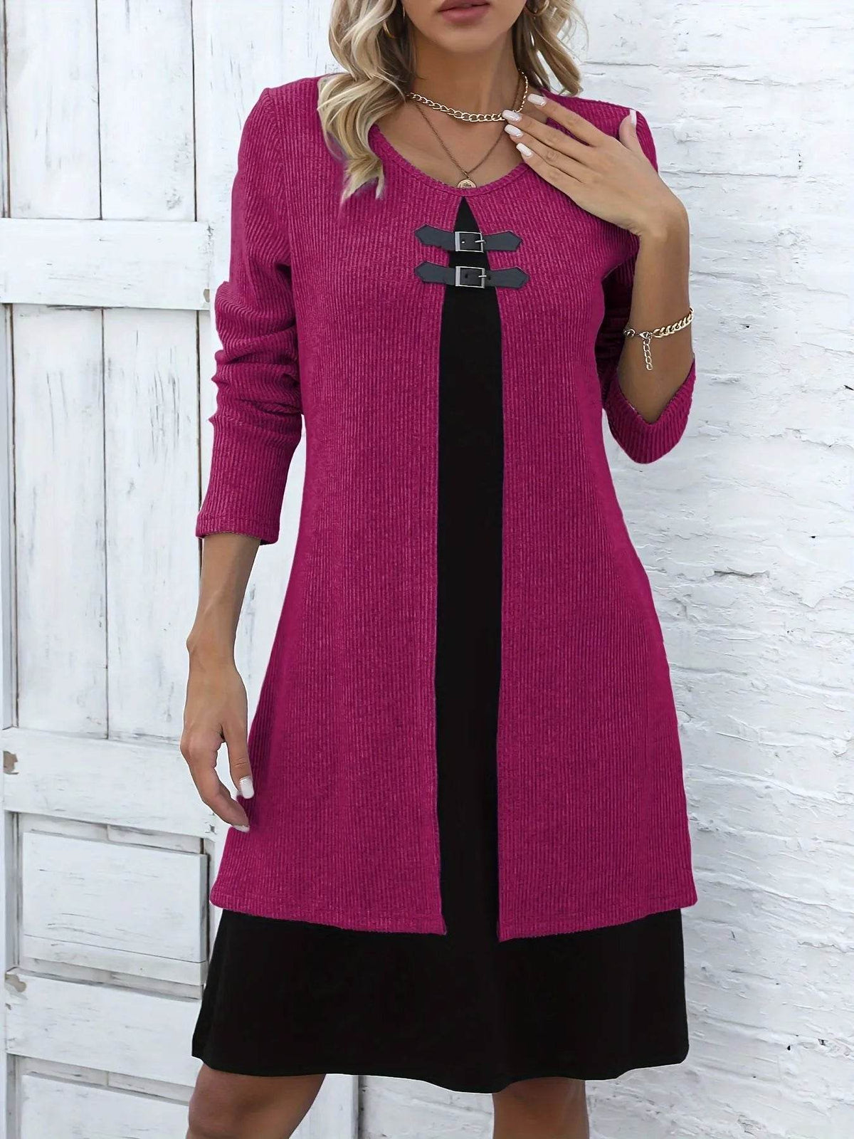 Robe mi-longue femme coupe A en coton extensible – Élégance et confort