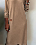 Evelisse - Robe Tricotée Midi À Décolleté En V Élégant