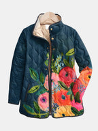 Camille | Veste matelassée à fleurs peintes