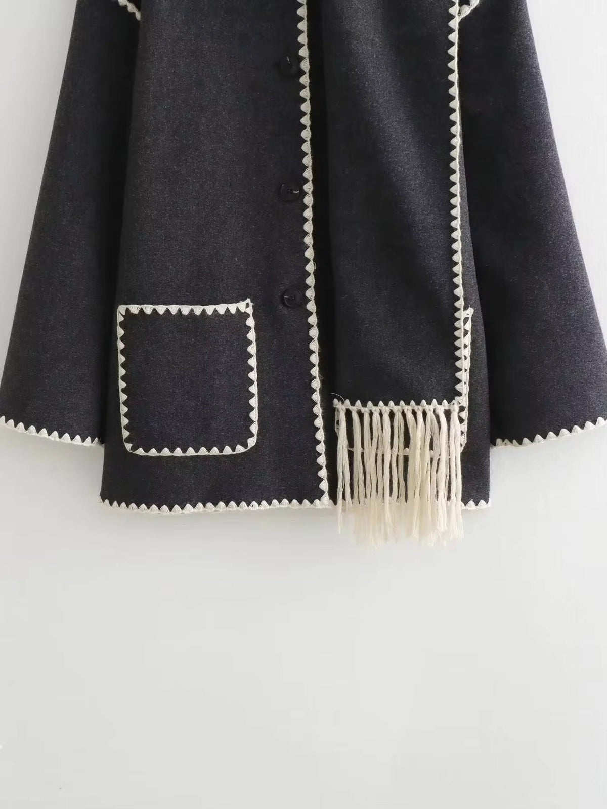 Manteau en laine tweed femme – Col rond, coupe ample