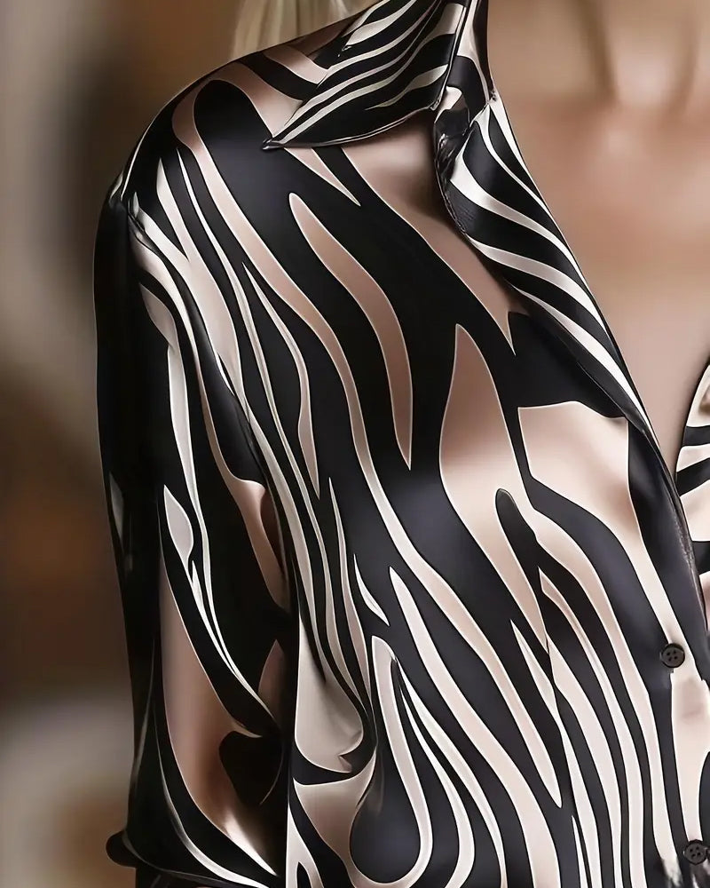 Chemise femme imprimée col V | Élégante & confortable