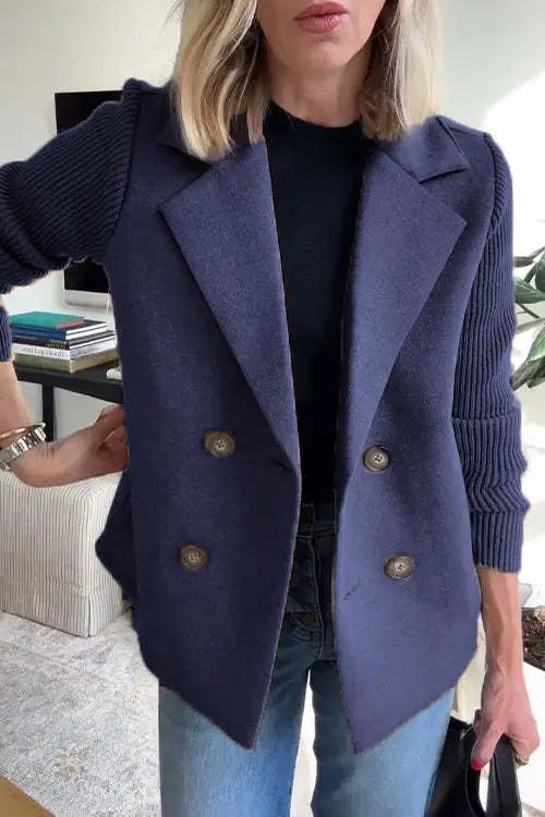 Manteau décontracté femme à manches patchwork – Avec poches