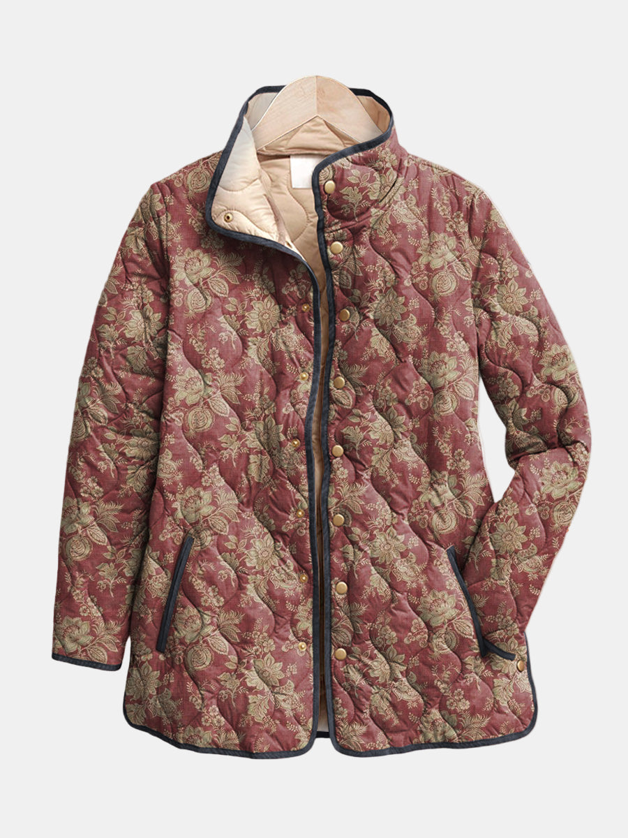 Sophie | Veste matelassée damassée prune