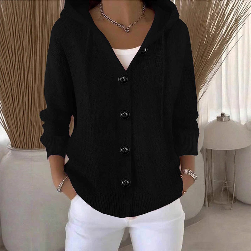 Cardigan ample femme en tricot avec capuche – doux, chaud et élégant pour le quotidien