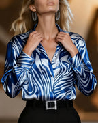 Chemise femme imprimée col V | Élégante & confortable