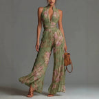 Combinaison femme plissée à imprimé floral et jambes larges