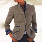 Blazer femme coupe ajustée boutonnée tissu mélangé structuré style habillé