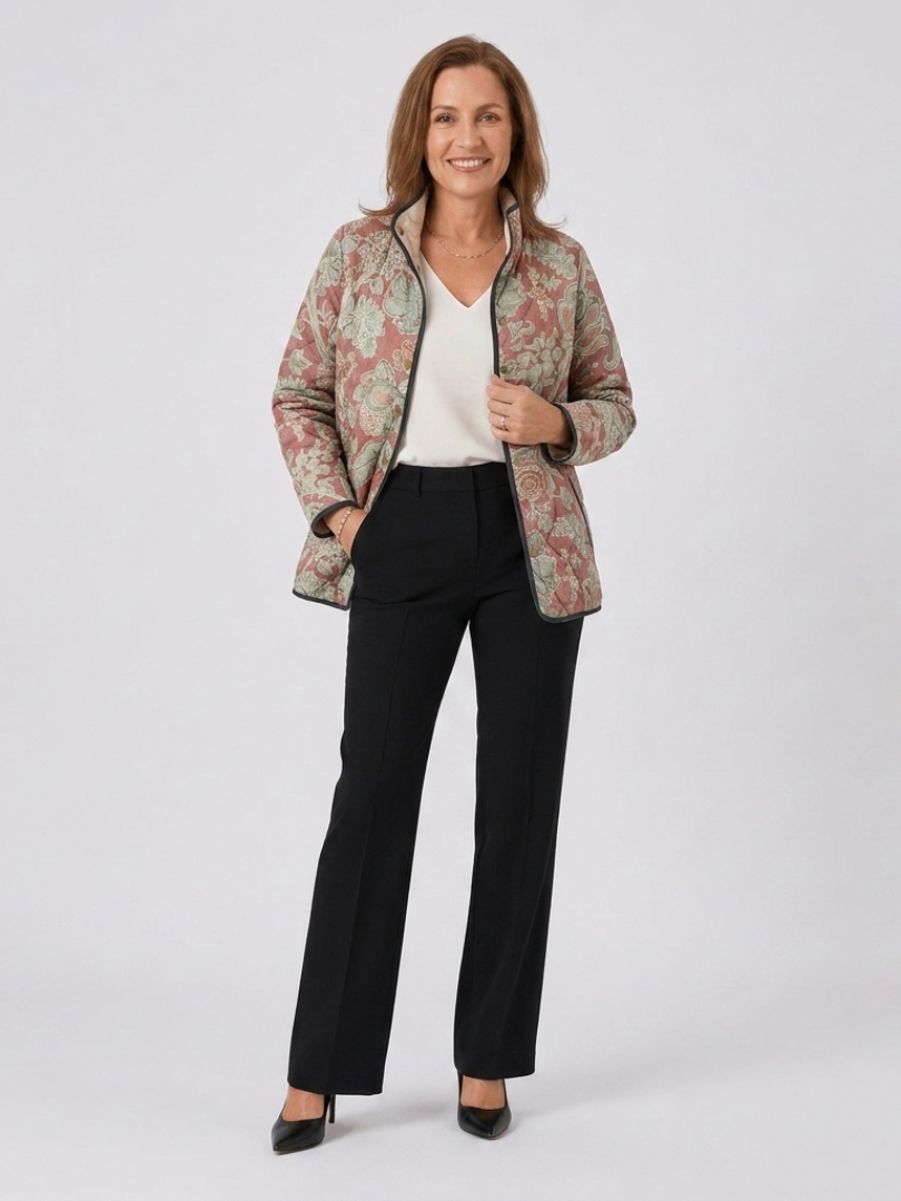 Pauline | Veste matelassée damassée terracotta
