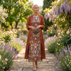 Danielle | Robe longue imprimée et gilet assorti