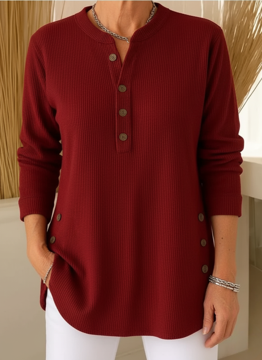 Pull en tricot uni à boutons pour femme doux et élégant