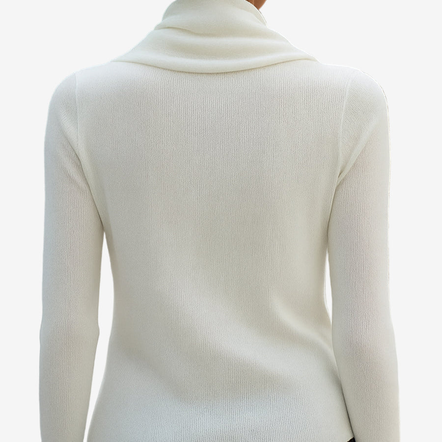 Pull à col drapé pour femme doux et élégant au quotidien