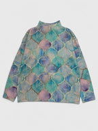 Pull en maille multicolore à col haut pour femme doux et élégant