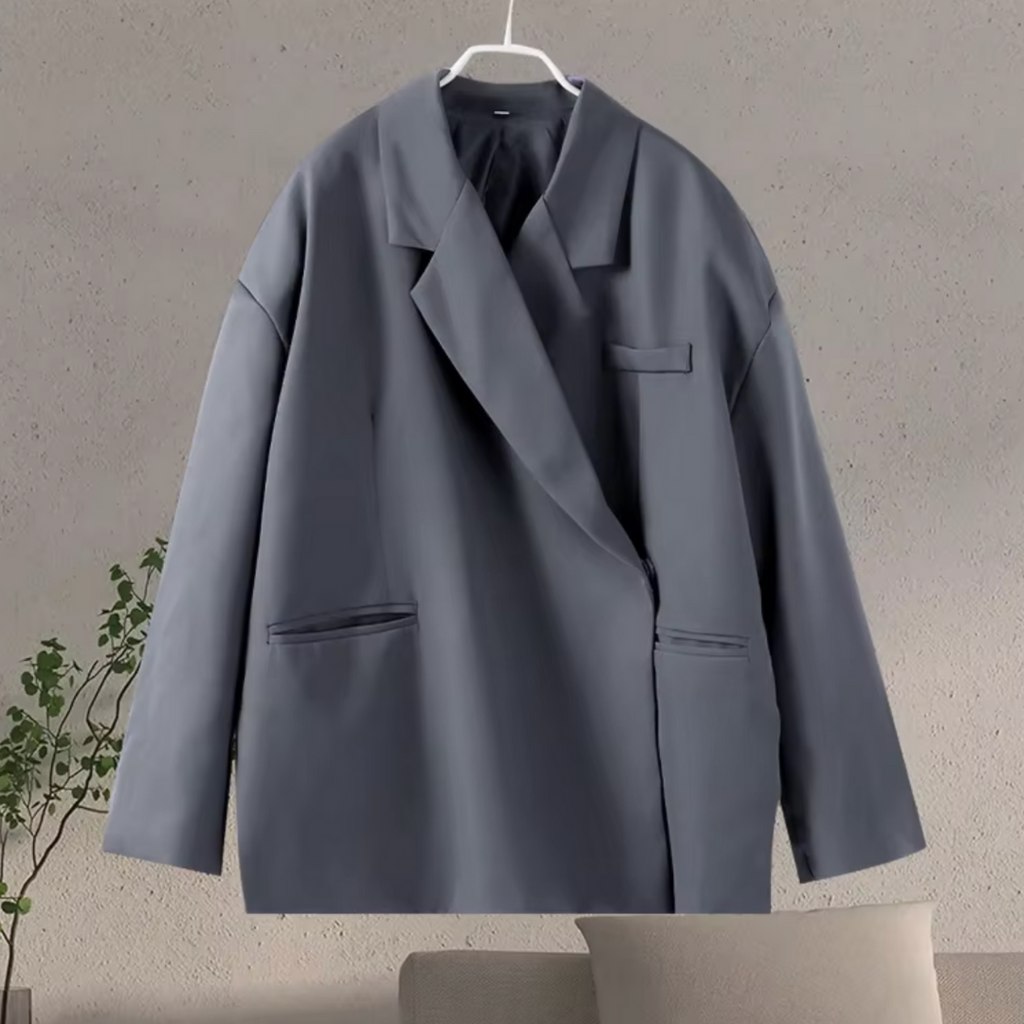 Blazer femme oversize manches longues coupe structurée fermeture boutonnée bureau