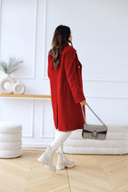 Manteau femme long à boutons coupe élégante en laine mélangée usage urbain