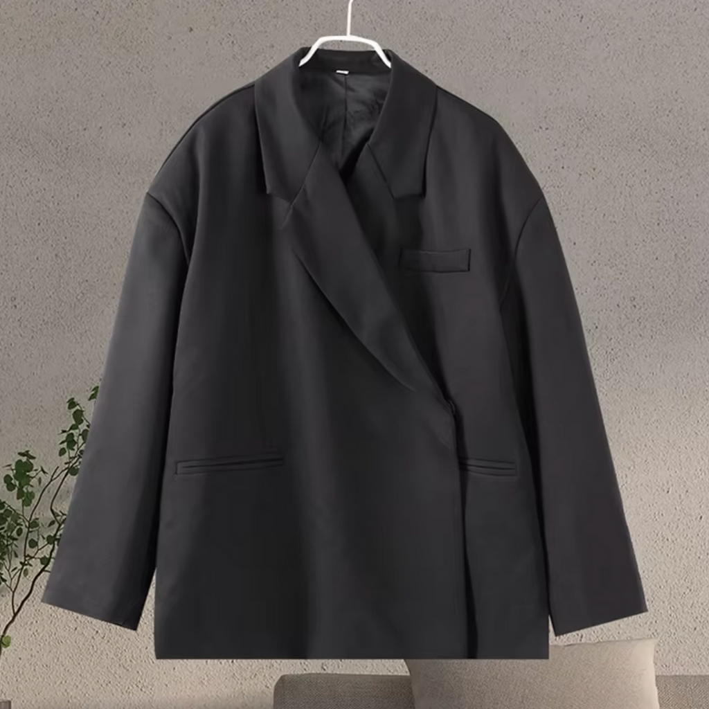 Blazer femme oversize manches longues coupe structurée fermeture boutonnée bureau