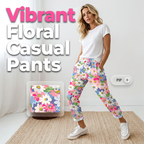 Pantalon femme fleuri avec taille ajustable et poches pratiques