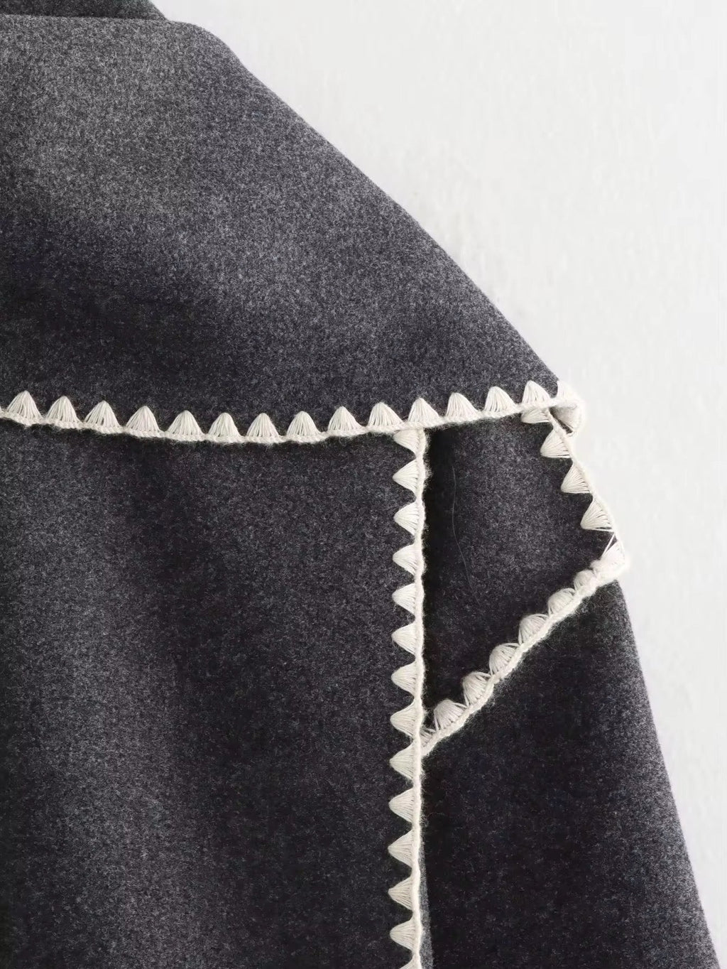 Manteau en laine tweed femme – Col rond, coupe ample