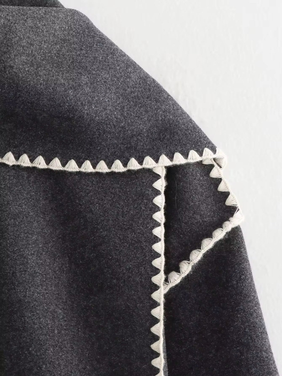 Manteau en laine tweed femme – Col rond, coupe ample
