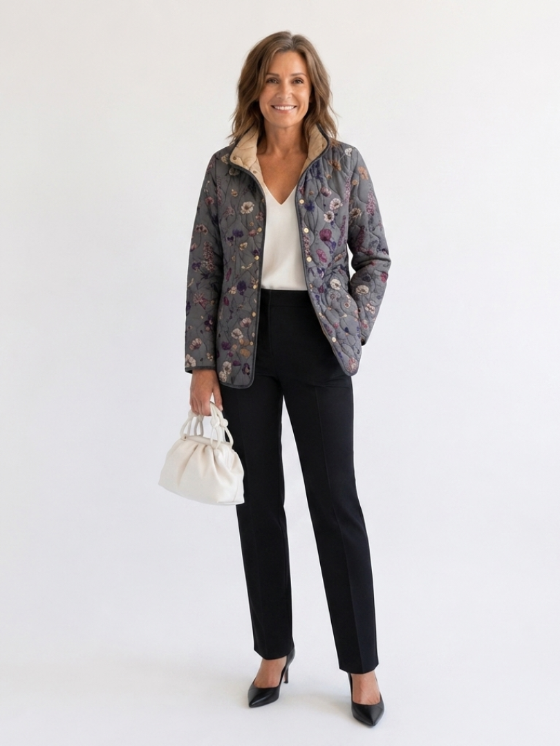 Nathalie | Veste matelassée à fleurs séchées
