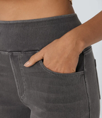 Jean Femme Taille Haute Jambe Large Denim Extensible Coupe Moderne