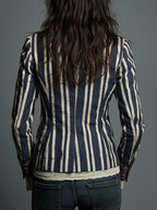 Blazer Bohème Rayé pour Femmes avec Imprimé Floral Vintage