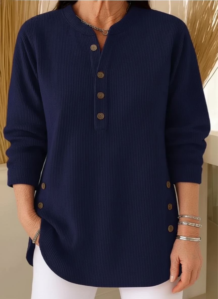 Pull en tricot uni à boutons pour femme doux et élégant