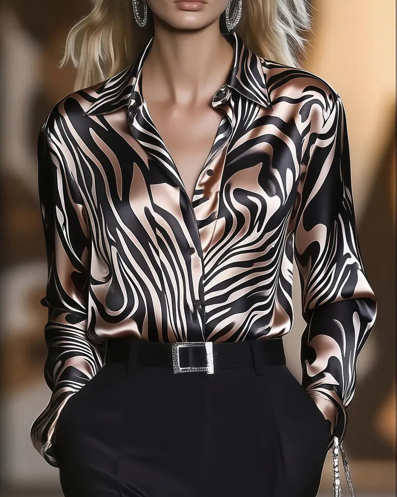 Chemise femme imprimée col V | Élégante & confortable