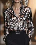 Chemise femme imprimée col V | Élégante & confortable