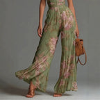 Combinaison femme plissée à imprimé floral et jambes larges