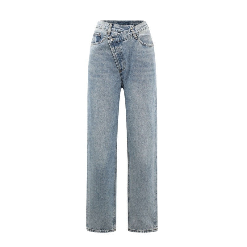 Jean Wide-Leg à Taille Croisée – Coupe Moderne et Élégante
