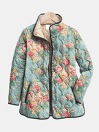 Mathilde | Veste matelassée aux roses céladon