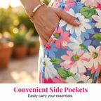 Pantalon femme fleuri avec taille ajustable et poches pratiques