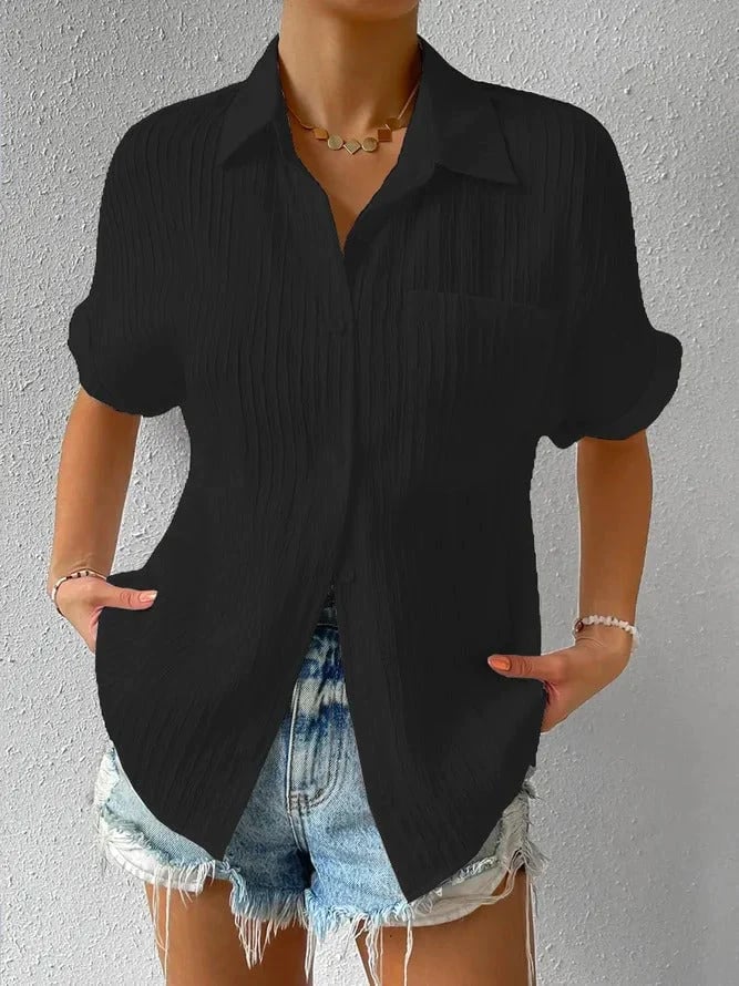 Chemise Femme Légère Col Classique Boutonnée Coupe Décontractée