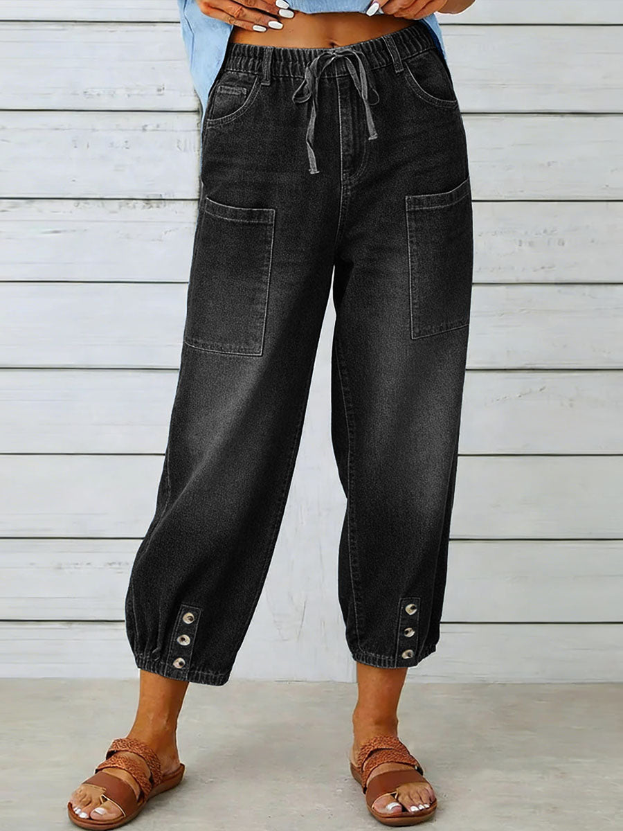 Jean femme jambe large taille haute style décontracté moderne