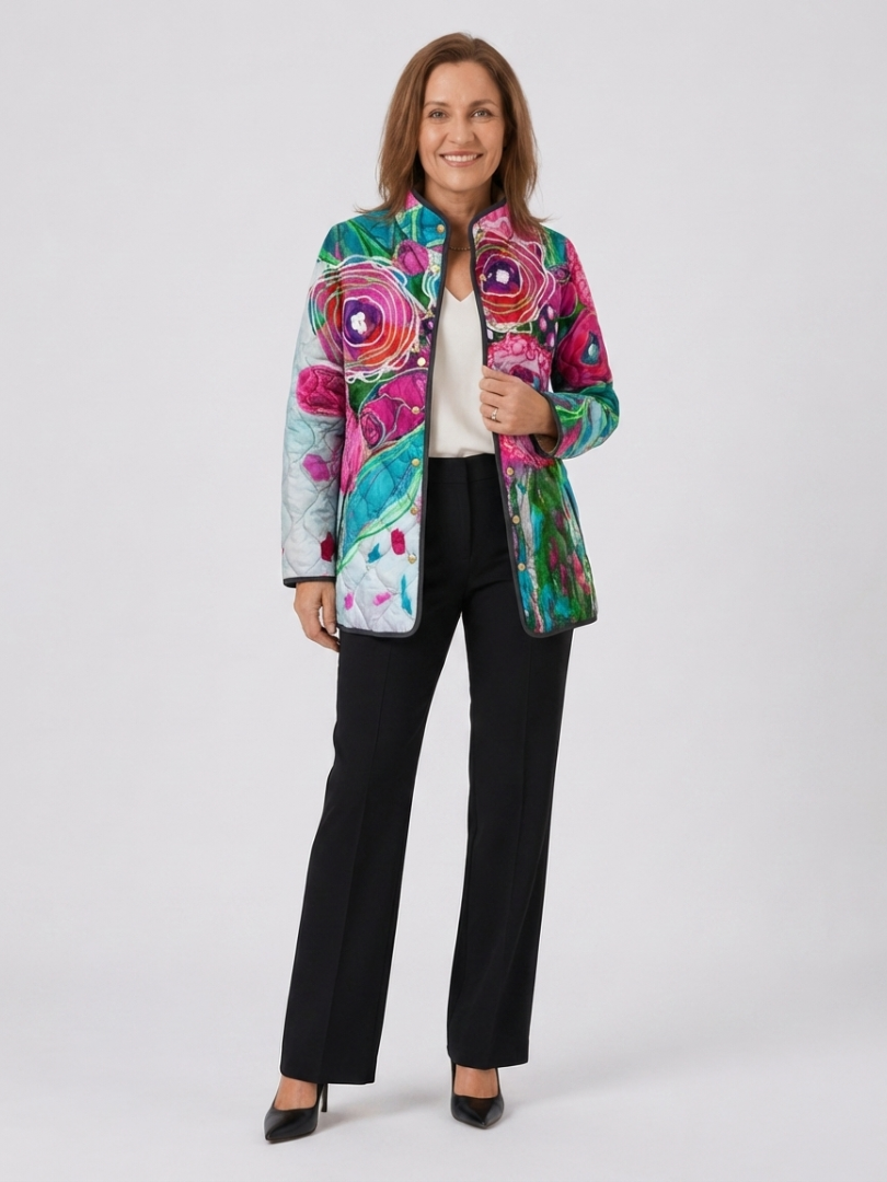 Lucie | Veste matelassée à l'aquarelle florale
