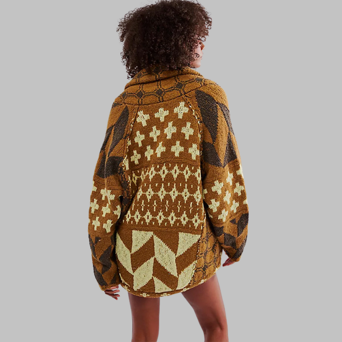 Cardigan oversize femme à col boutonné – style vintage, maille douce et confort saisonnier