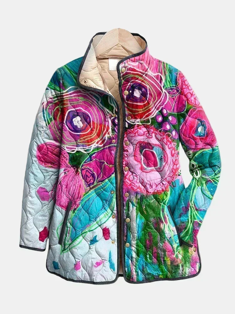 Veste femme matelassée à imprimé floral mi-saison