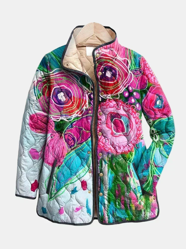 Lucie | Veste matelassée à l'aquarelle florale