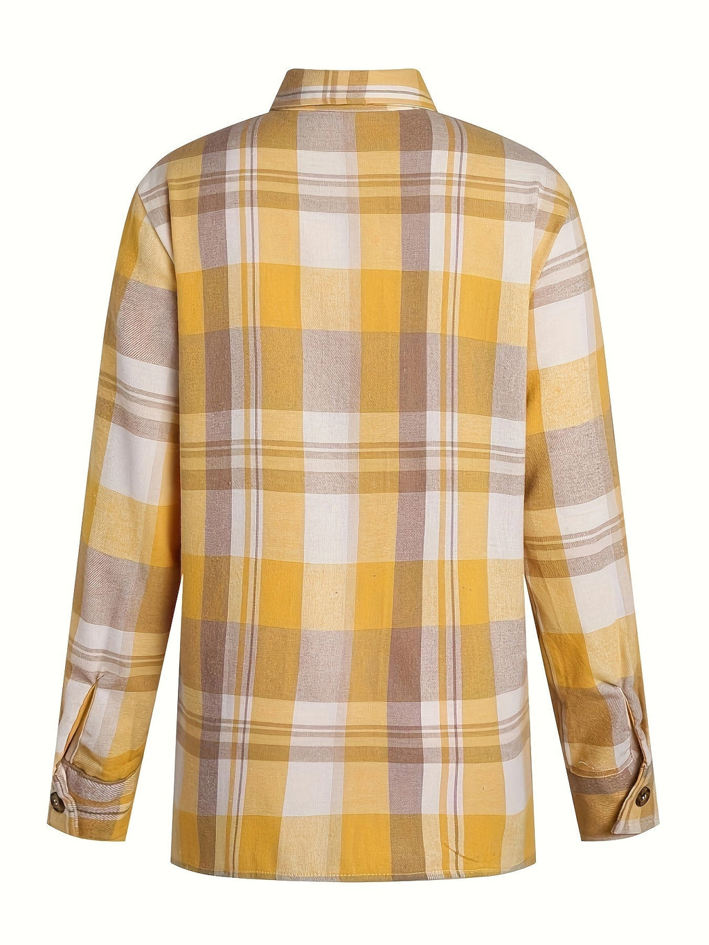 Chemise longue femme à carreaux avec poches et boutons