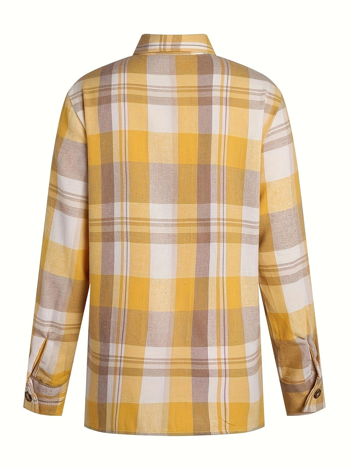 Chemise longue femme à carreaux avec poches et boutons