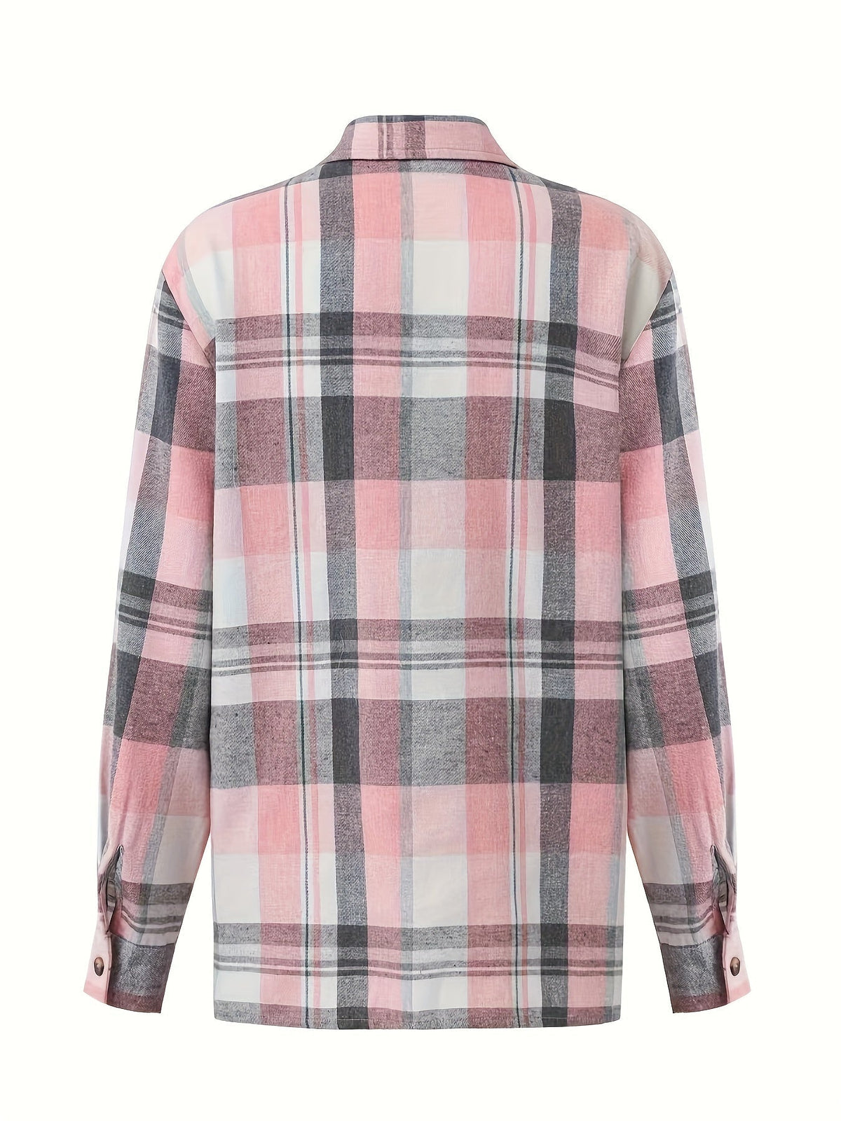 Chemise longue femme à carreaux avec poches et boutons