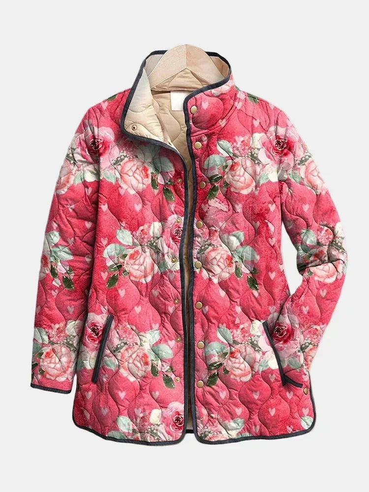 Christine | Veste matelassée aux roses poudrées