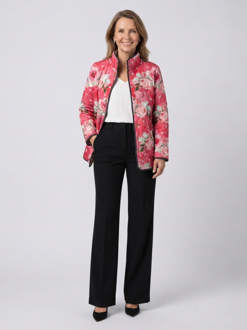 Christine | Veste matelassée aux roses poudrées