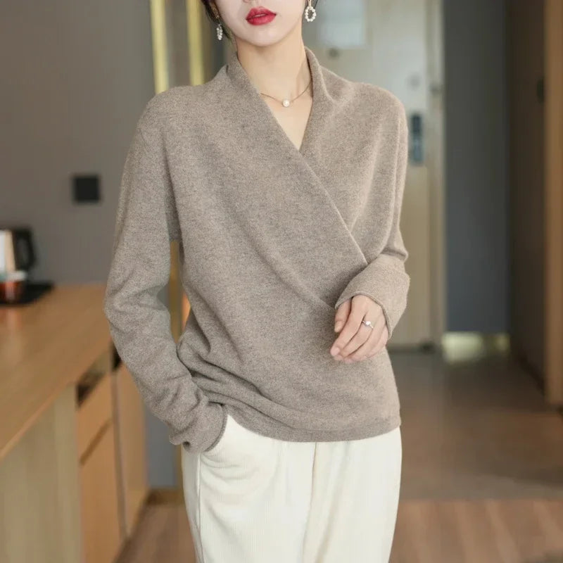 Pull Cache-Cœur Femme Col V en Maille Élégante