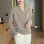 Pull Cache-Cœur Femme Col V en Maille Élégante