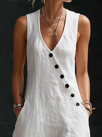 Robe femme maxi minimaliste confortable à boutons élégants