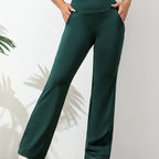Pantalon de jogging flare femme – pantalon sport taille haute avec poches