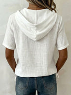 Top Femme Coton Lin Avec Capuche Coupe Ample Décontracté Élégant