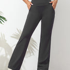 Pantalon de jogging flare femme – pantalon sport taille haute avec poches